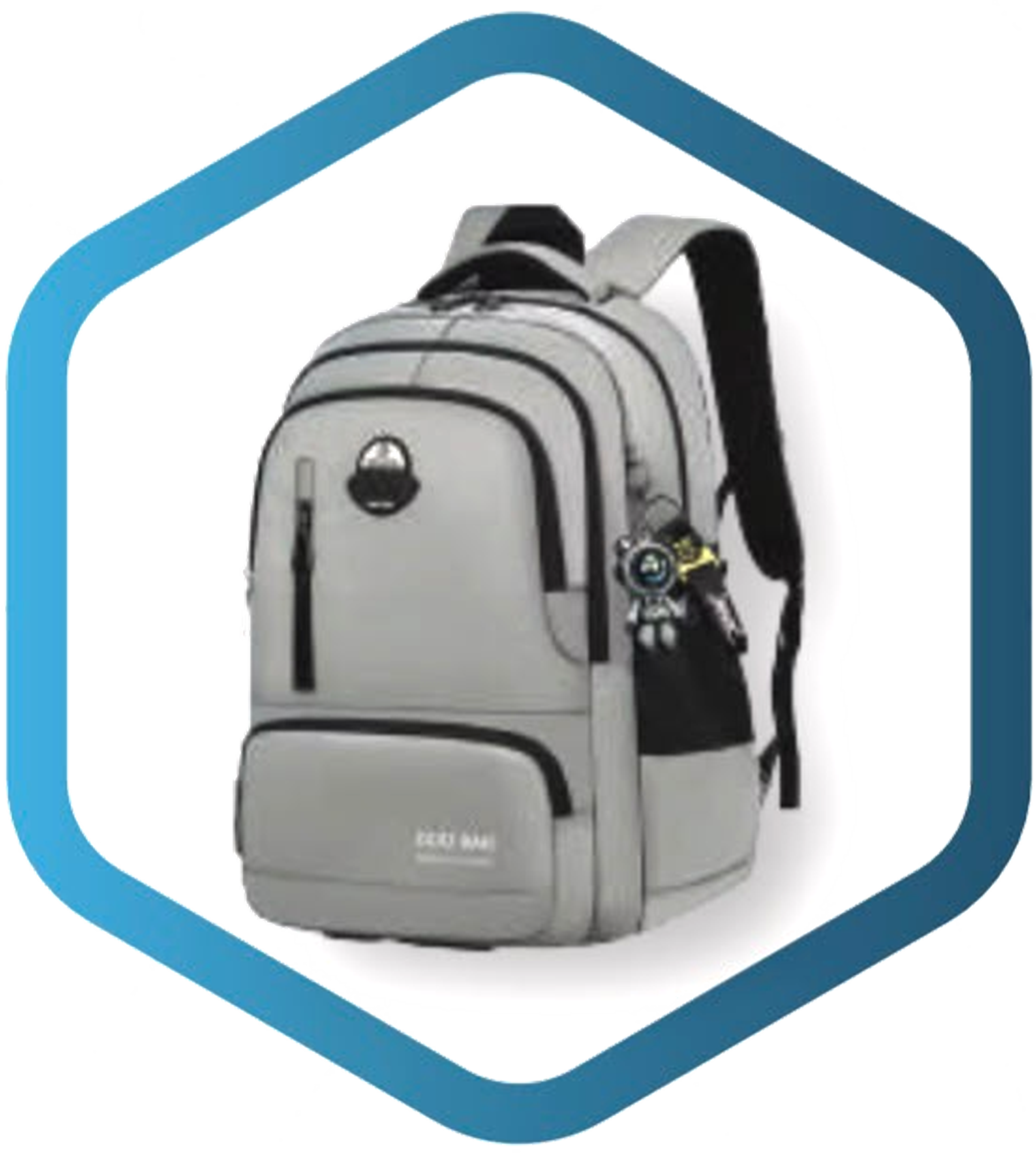 School bags in hexagon frame